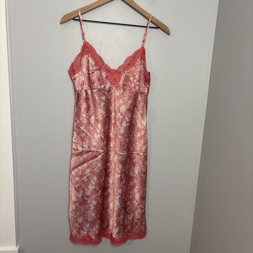 Gold Hawk Midi Silk Slip Dress Women's Medium‎ Camillia Rose NEW